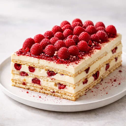 No-Bake Petit Beurre Raspberry Vanilla Cake image