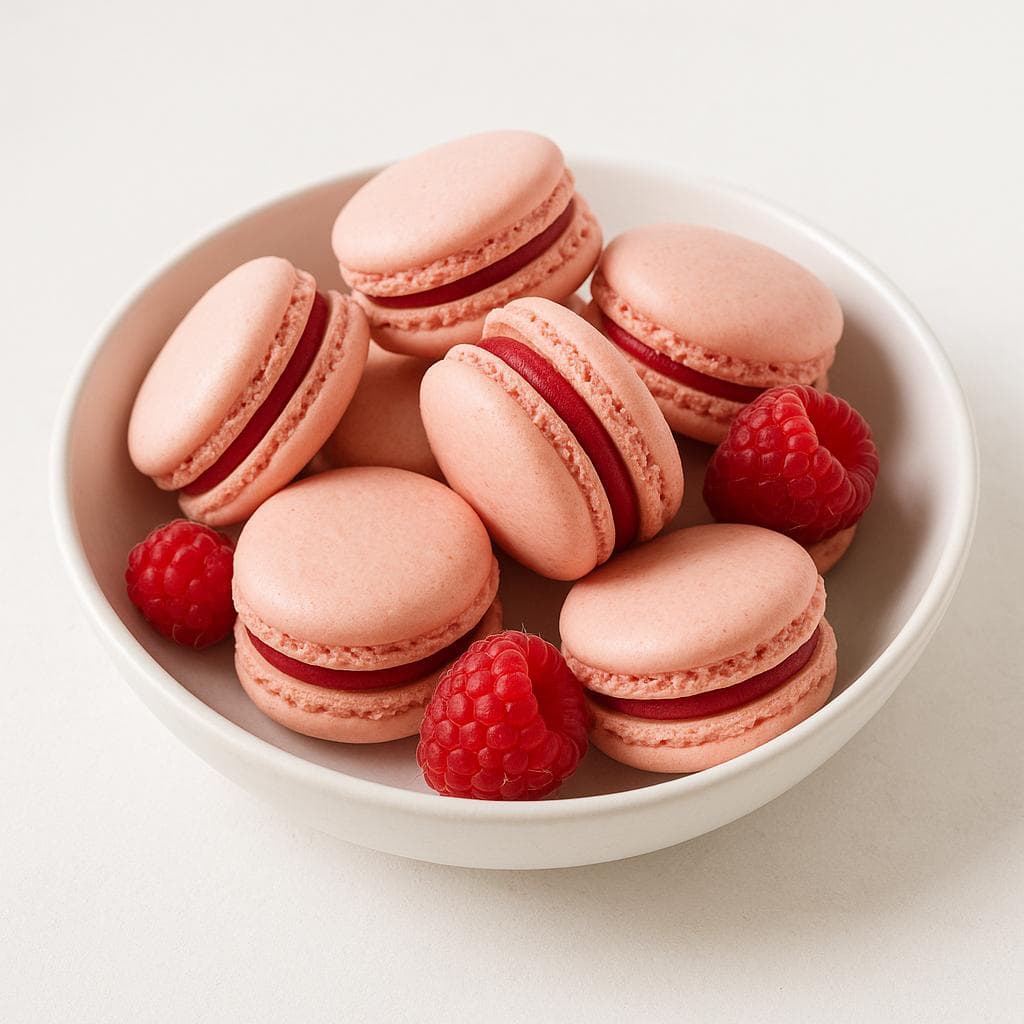 Raspberry Macarons with White Chocolate Ganache image