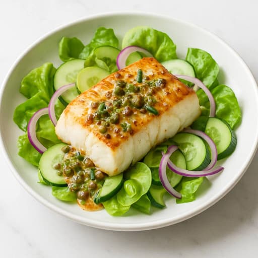 Seared Cod with No-Cook Mustard-Caper Sauce image