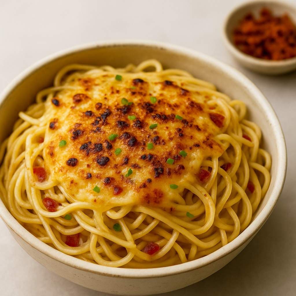 Smoked Carbonara Pasta with Torched Cheesy Top 🔥🍝 (Perfect for Parties!) image
