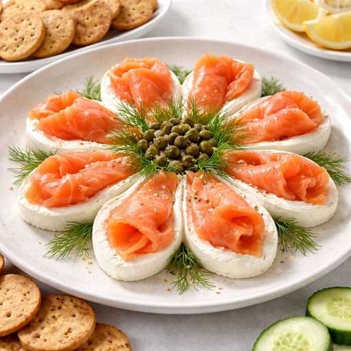 Smoked Salmon Cream Cheese Flower Board image