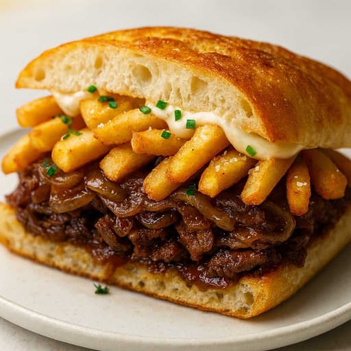 Steak Frites Sando with Roasted Garlic Aioli image