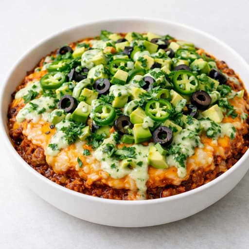 Warm High-Protein Layered Enchilada Dip image