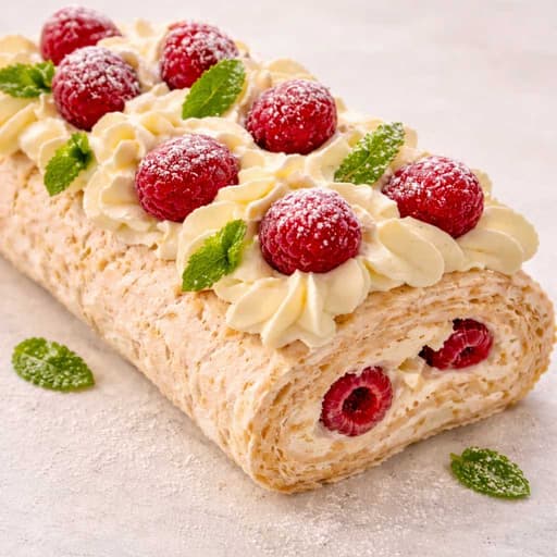 Irish Cream Raspberry Meringue Roulade image