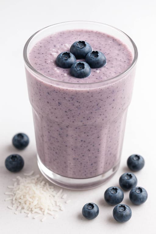 Blueberry-Coconut Pancake Batter Smoothie image