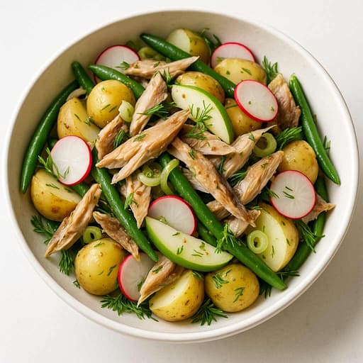Smoked Mackerel Baby Potato Salad with Radish and Apple image