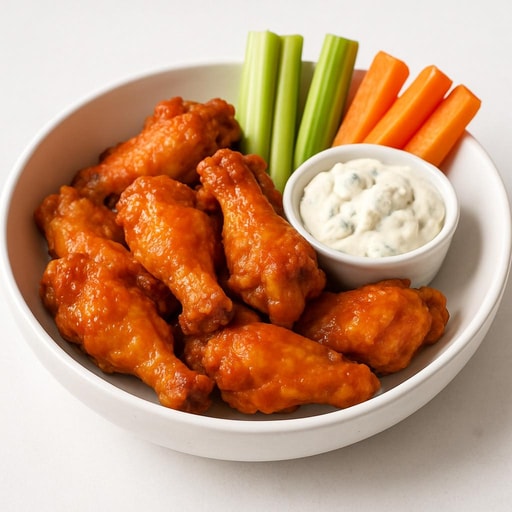 Image of Crispy Buffalo Chicken Wings with Blue Cheese Dip