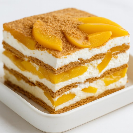 Image of No-Bake Peach Mango Graham Dessert – Chef RV’s Holiday Hit