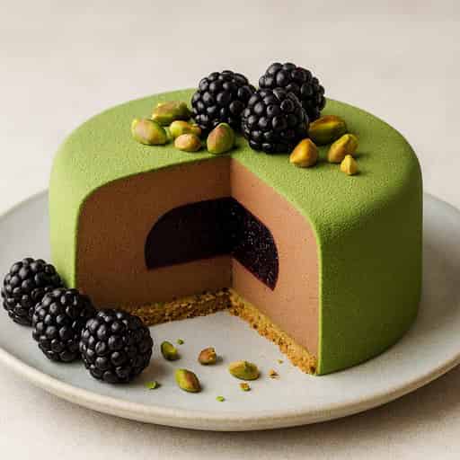 Image of Black Pistachio: Choc Mousse & Blackberry Heart