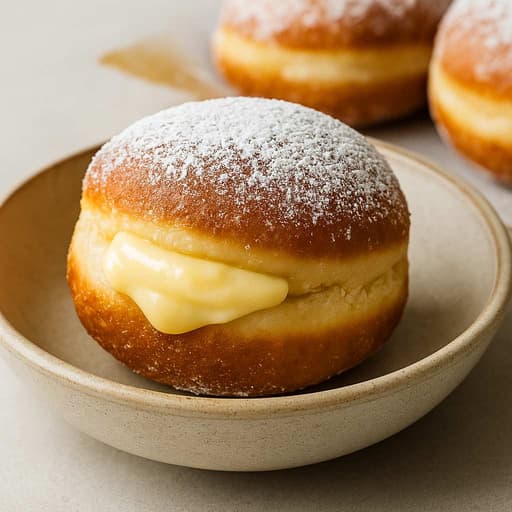 Italian Bomboloni alla Crema 💛 (Custard-Filled Doughnuts of Dreams) image