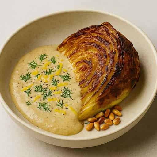 Image of Caramelized Cabbage + Honey-Boursin Cream 🥬✨