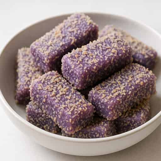 Image of Ube Bars (Filipino Coconut-Coated Butter Cake)