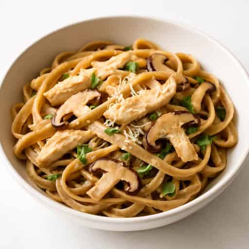 Chicken Fettuccine with Shiitake Mushrooms Image