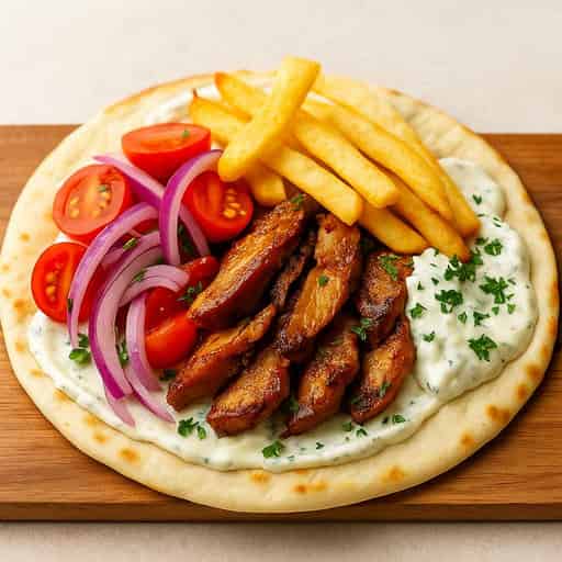 Crispy Chicken Gyro Wraps with Roasted Garlic Tzatziki