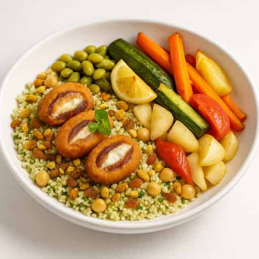 Couscous de Légumes, Beignets de Dattes à la Ricotta Image