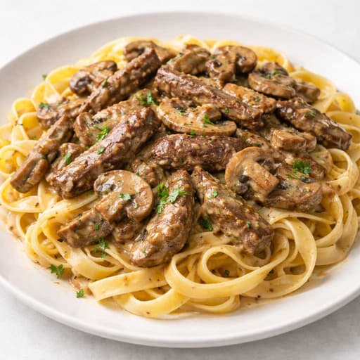 Creamy Beef Stroganoff Mushroom Tagliatelle image