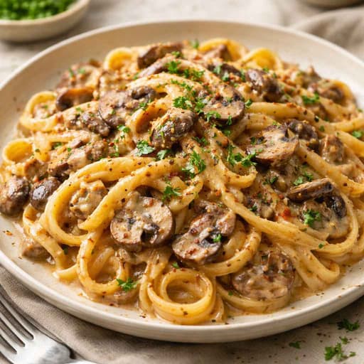 Creamy Mushroom Pasta with Garlic and Paprika image