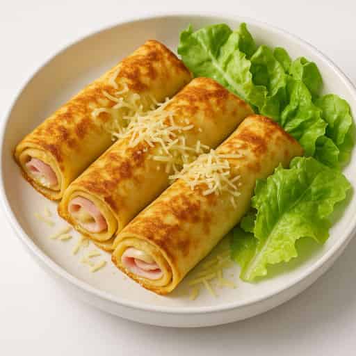 Crêpes au Jambon et Béchamel, Salade Verte Image