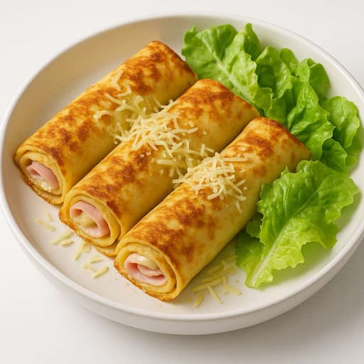Crêpes au Jambon et Béchamel, Salade Verte image
