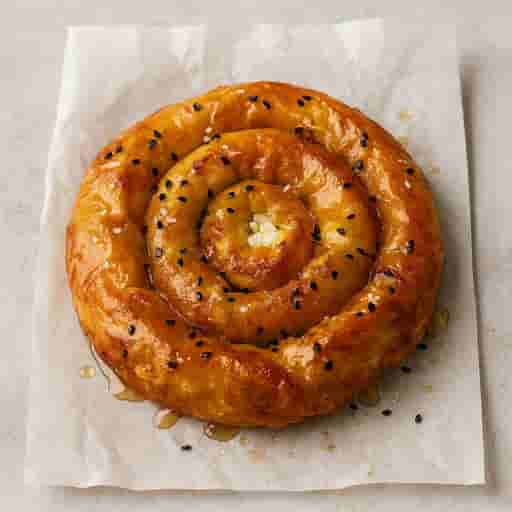 Crispy Honey-Feta Crinkled Tiropita (Greek Filo Spiral) 🇬🇷✨ Image