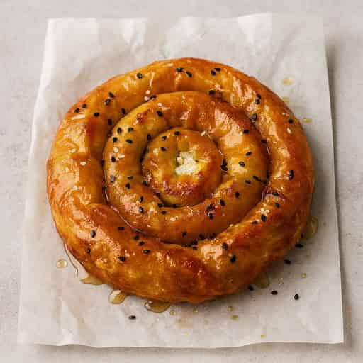 Image of Crispy Honey-Feta Crinkled Tiropita (Greek Filo Spiral) 🇬🇷✨