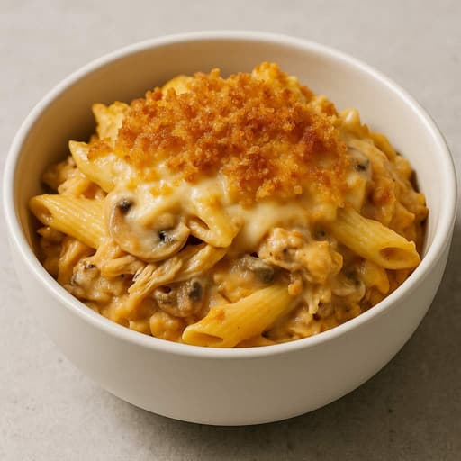 Spicy Creamy Chicken Crumble Pasta Bake image