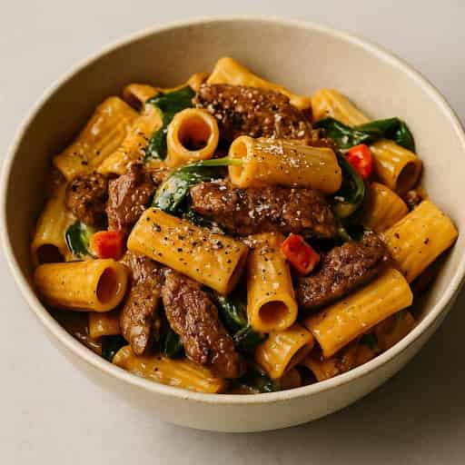 Garlic Pepper Steak Rigatoni π₯©π (Creamy & Bold Pasta) Image