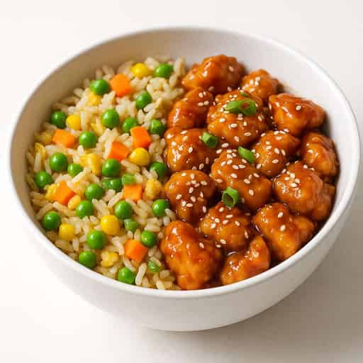 Healthy Honey Sesame Chicken & Egg Fried Rice
