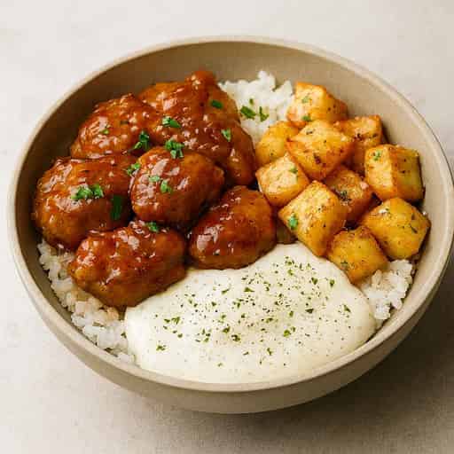 Image of Honey-BBQ Chicken & Garlic Parm Potatoes (55g P)