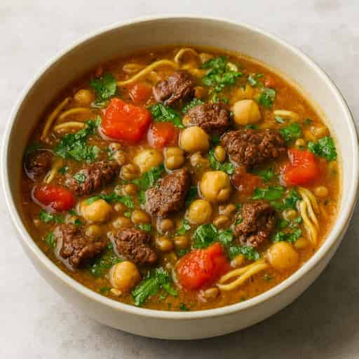 Image of Hearty Moroccan Harira—Beef, Noodles & Legumes