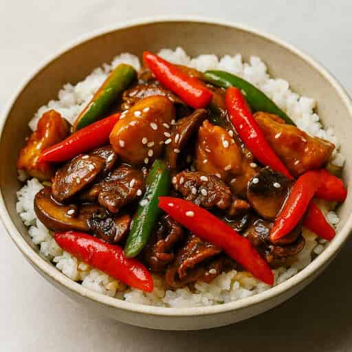 Sweet Chili Mushroom & Pepper Beef Stir-Fry Image