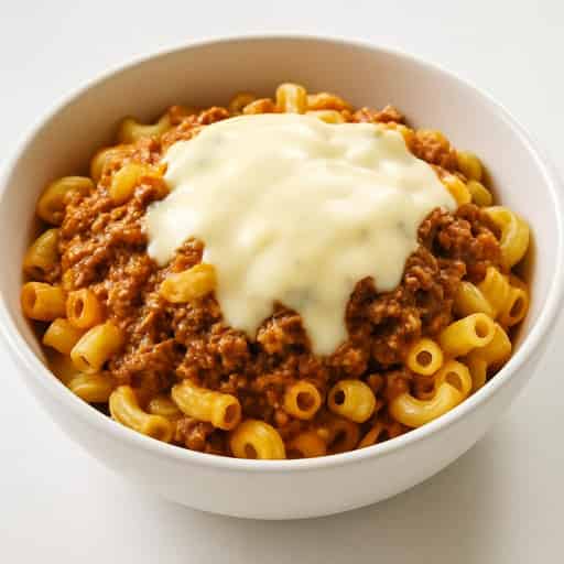 Creamy No-Bake Mac and Cheese with Meat Sauce Image