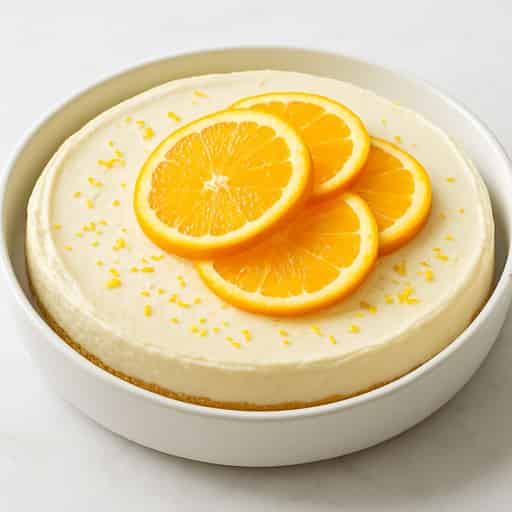 Image of Zesty No-Bake Orange Cheesecake 🍊 Creamy & Refreshing Delight