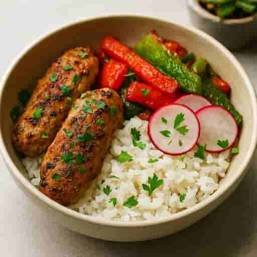 30-Minute Oven Chicken Kebabs + Fluffy Rice Image