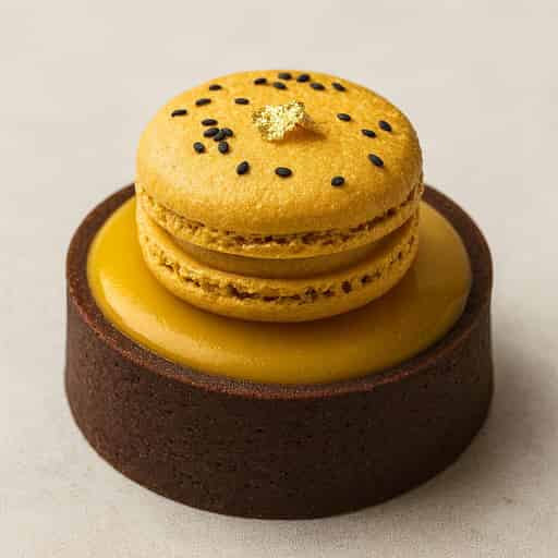 Image of Passion Fruit & Dark Chocolate Mini Tarts (With Macaron)