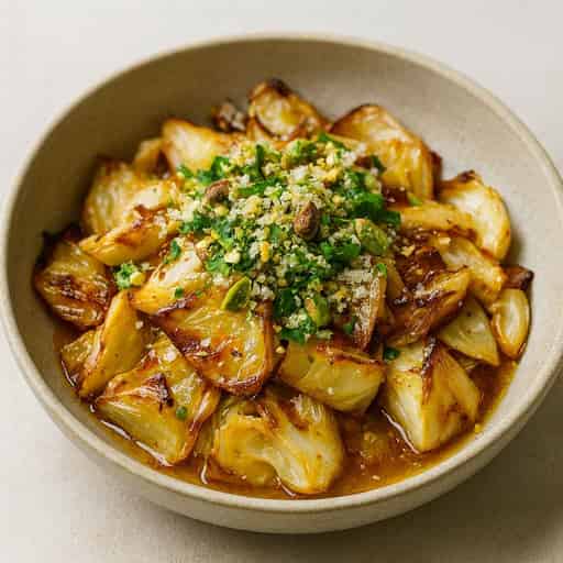 Image of Roasted Cabbage Salad with Pistachio-Parmesan Crunch — Melt-in-Your-Mouth Veggie Magic