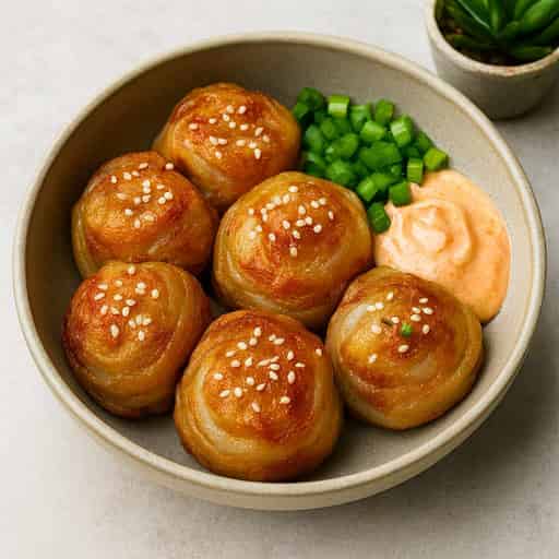 Image of Crispy Salmon Rice Paper Dumplings + Bang Bang Sauce