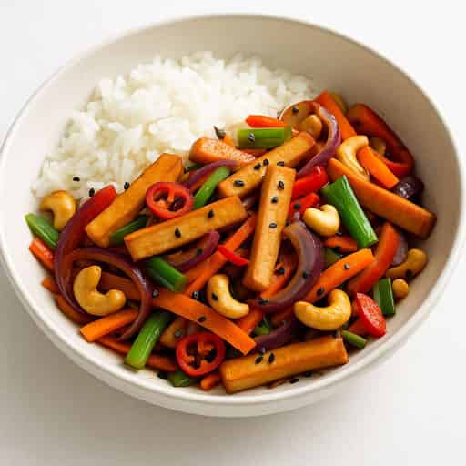 Smoked Tofu and Veggie Stir-Fry with Cashew Nuts
