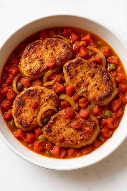 Smothered Cajun Pork Chops with Tomatoes Image