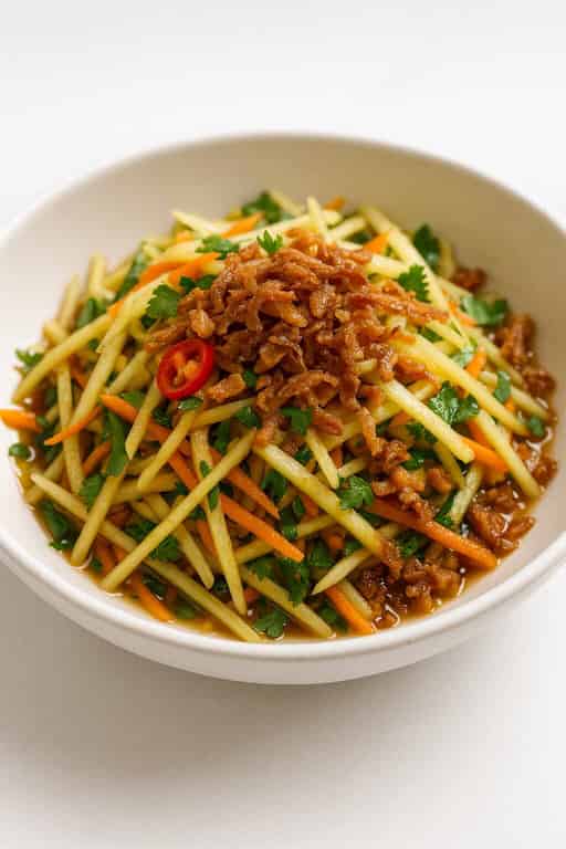 Spicy Green Mango Slaw with Crispy Danggit Crumble
