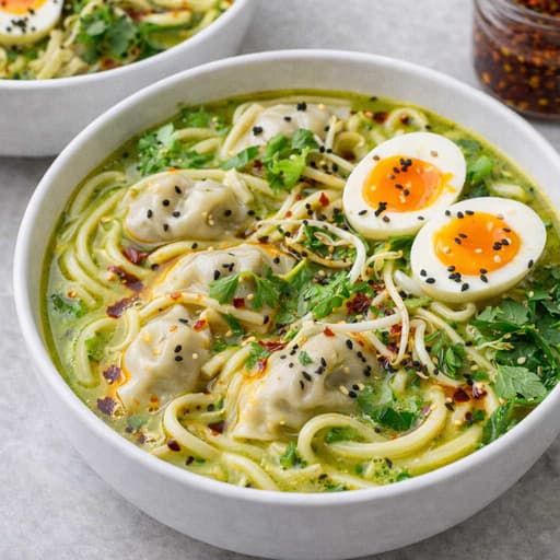 Thai Green Noodle Dumpling Soup image