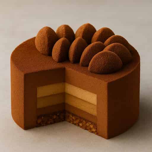 Image of Torta Vesuvio: Hazelnut Volcano—Crunch & Velvet Spray