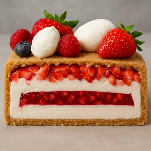 Upside-Down Red Berry Cheesecake – Stunning Dessert Image