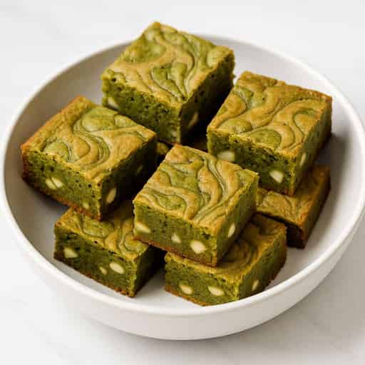 Fudgy Matcha Tahini Brownies with White Chocolate Swirl Image