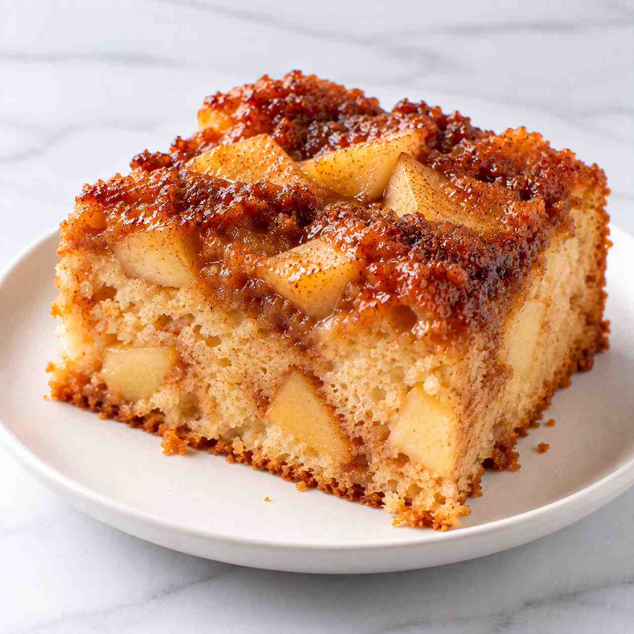 Apple cinnamon cake with caramel topping