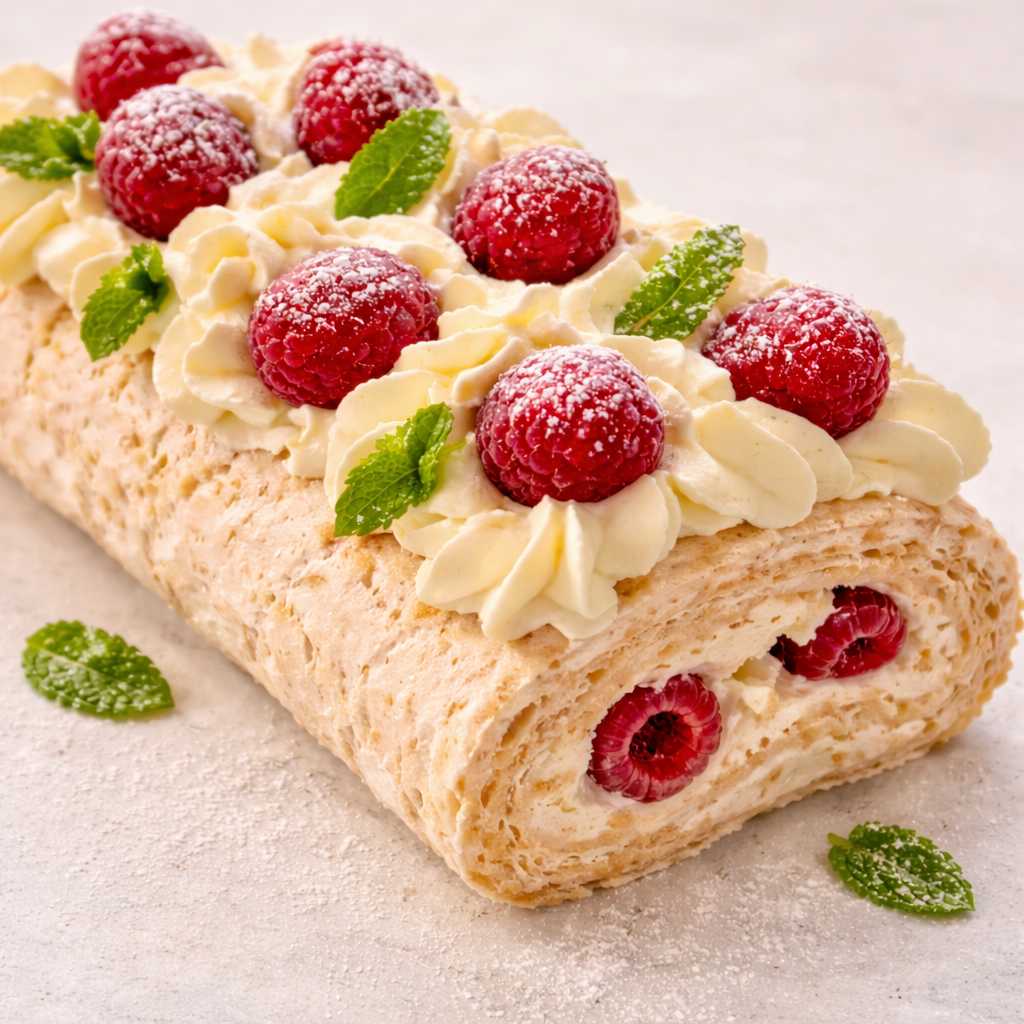 Irish Cream Raspberry Meringue Roulade
