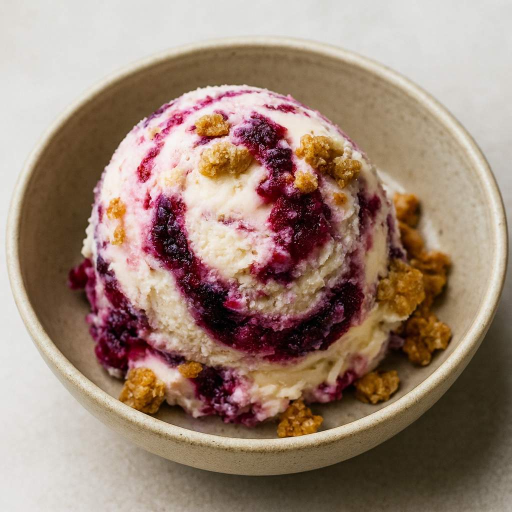 Brambleberry Crisp Frozen Yogurt with Berry Swirl