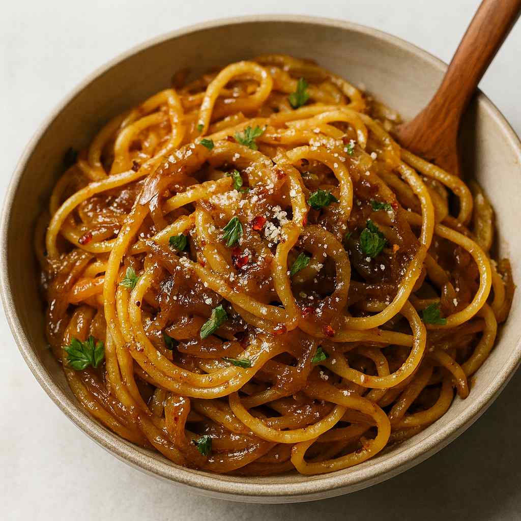 Caramelized Onion Garlic Spaghetti