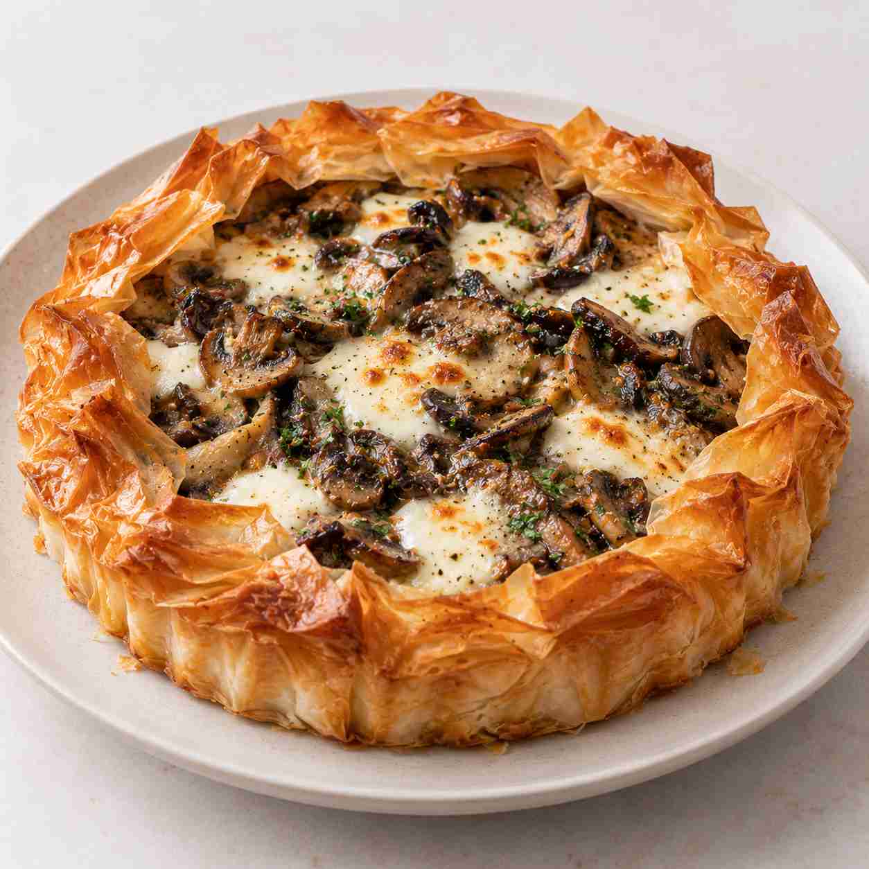 Crispy Tart with Mozzarella and Mushrooms