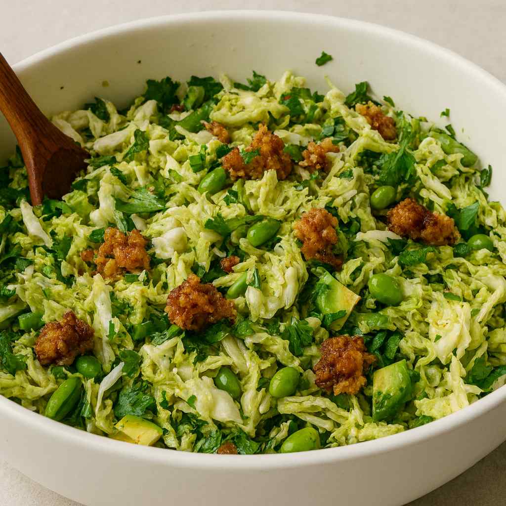 Crispy Rice Salad with Savoy Cabbage and Avocado